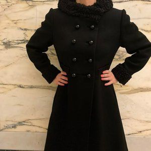 Rare Vintage 1950s Peacoat Black Faux Fur